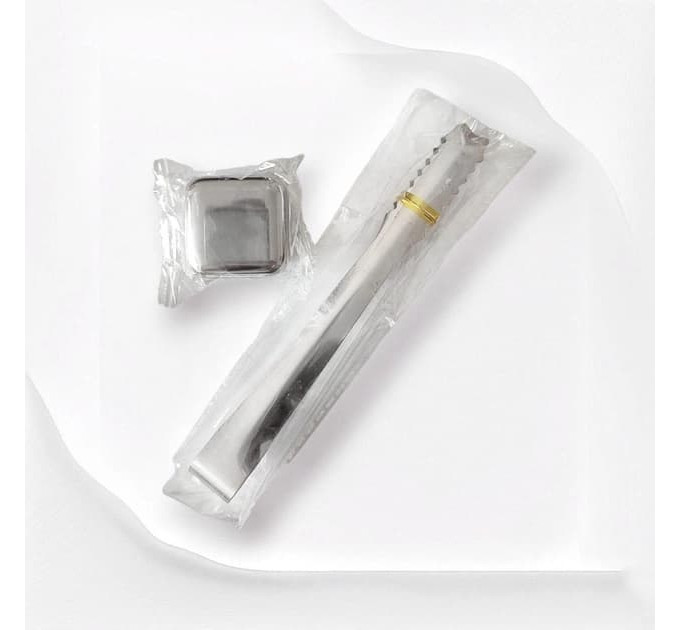 Камені для віскі та інших напоїв Moltis металеві Срібло + щипці Whiskey Stones SILVER 12 шт