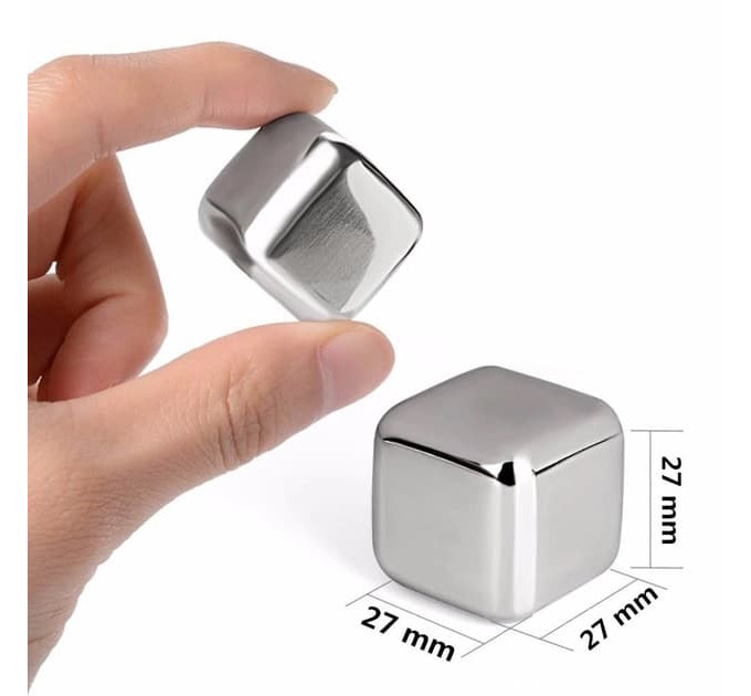 Камені для віскі та інших напоїв Moltis металеві Срібло + щипці Whiskey Stones SILVER 12 шт