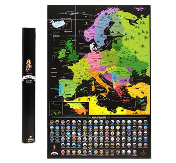 Скретч-карта Европы My Map Europe edition (английский язык) в тубусе