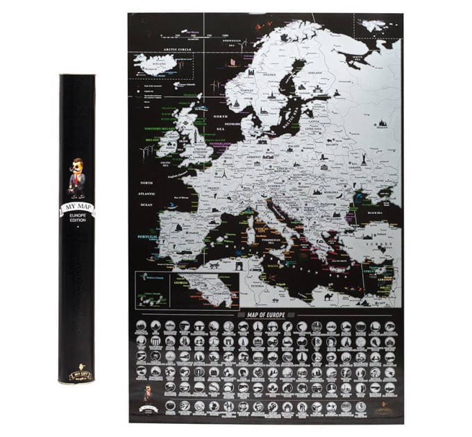 Скретч-карта Европы My Map Europe edition (английский язык) в тубусе