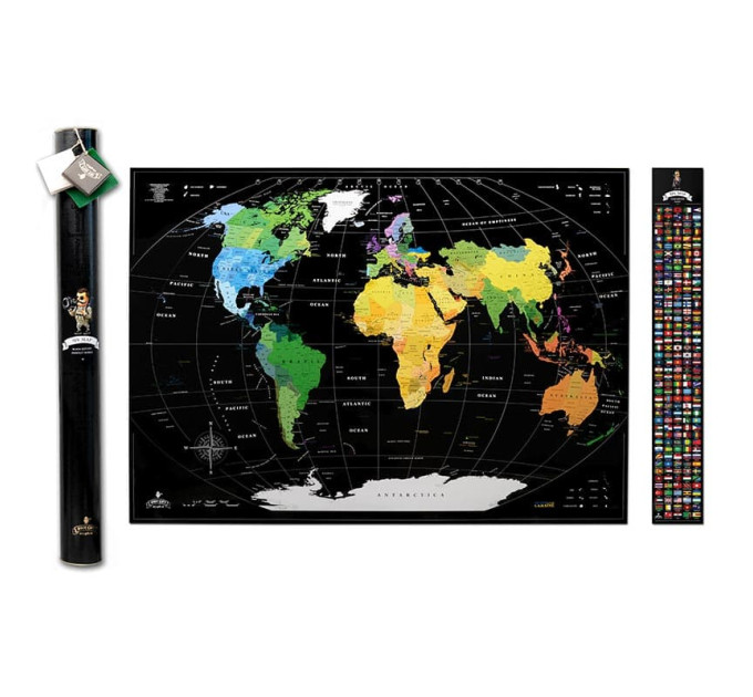 Скретч-карта мира без россии My Map Perfect World (английский язык) в тубусе