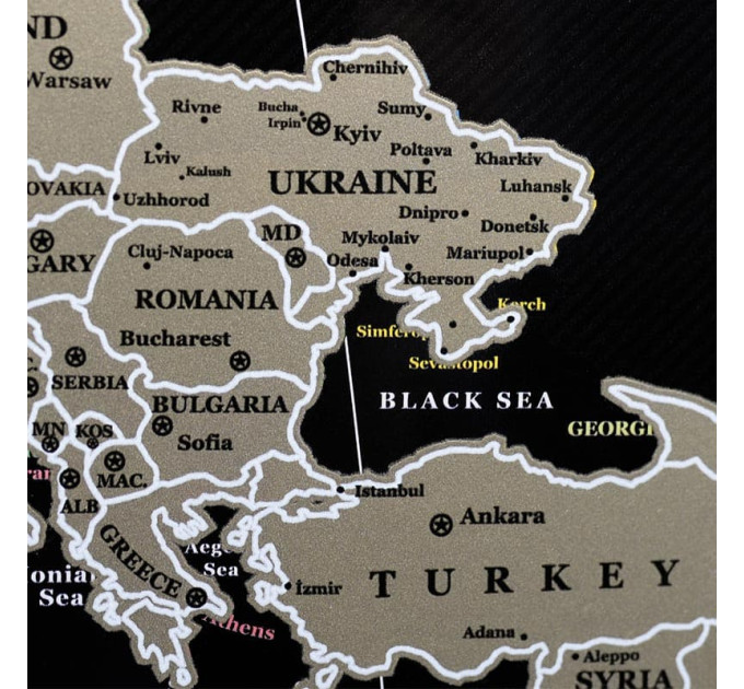 Скретч-карта мира без россии My Map Perfect World (английский язык) в тубусе