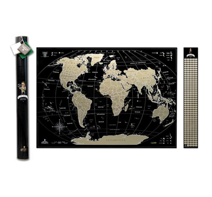 Скретч-карта мира без россии My Map Perfect World (английский язык) в тубусе