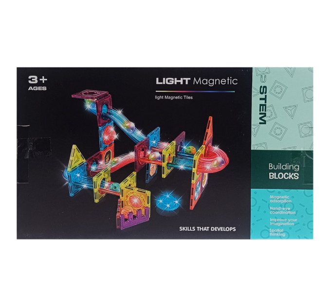 Детский магнитный конструктор CH1171 со светом 65 деталей