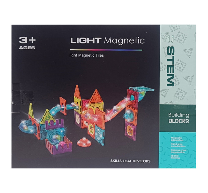 Детский магнитный конструктор CH1172 со светом 75 деталей