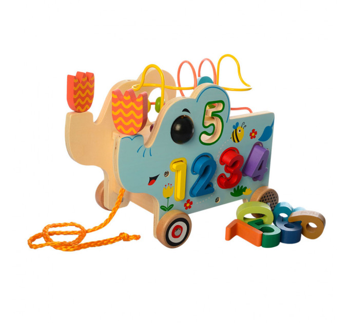 Детская развивающая игрушка на колесах MD 1256 деревянная
