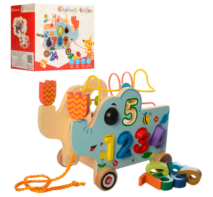 Детская развивающая игрушка на колесах MD 1256 деревянная