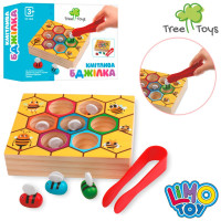 Деревянная игрушка "Сообразительная Пчелка" MD 2848 игровое поле/соты, щипцы и 7 пчелок