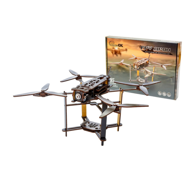 Дерев'яний 3D конструктор "FPV дрон" Puz-00923, 95 деталей