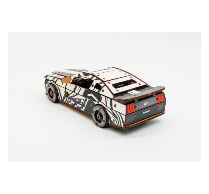 Деревянный 3D конструктор "Muscle car GT" Puz-00639, 162 детали, белый