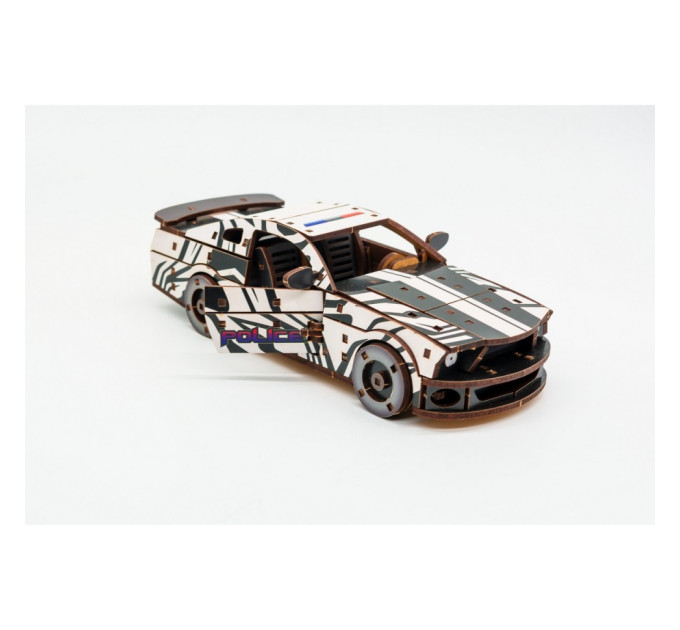 Деревянный 3D конструктор "Muscle car GT" Puz-00639, 162 детали, белый