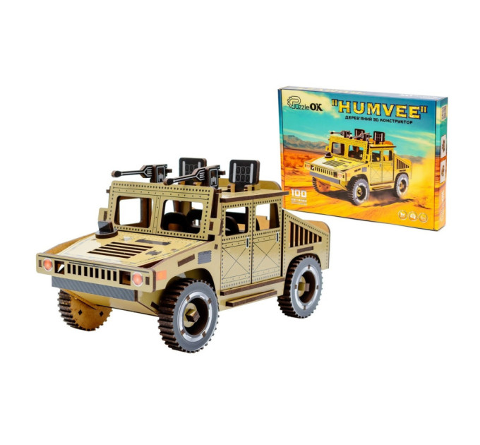 Дерев'яний 3D конструктор "Humvee" Puz-00927, 100 деталей