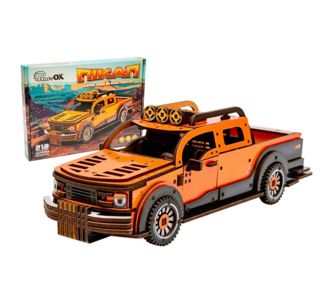 Дерев'яний 3D конструктор "Пікап" Puz-00931, 212 деталей