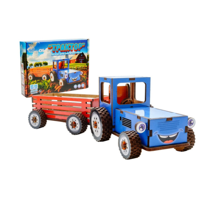 Детский деревянный 3D конструктор "Трактор" Puz-00933, 69 деталей