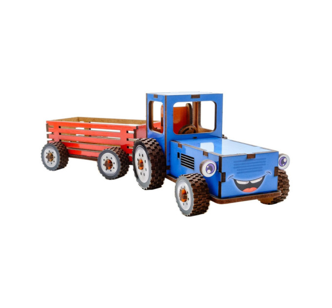 Детский деревянный 3D конструктор "Трактор" Puz-00933, 69 деталей