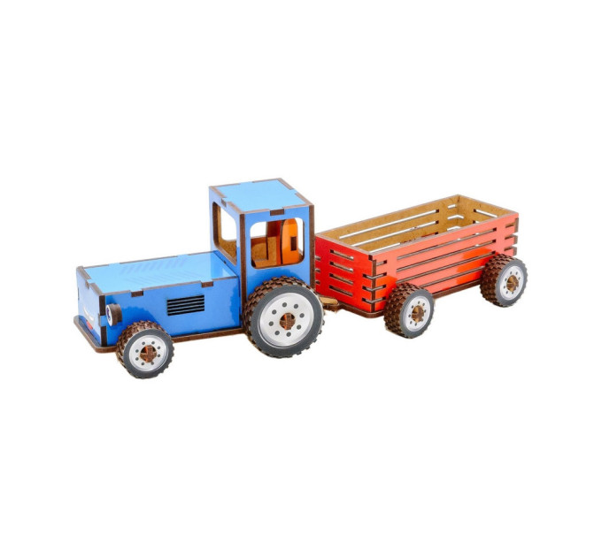 Детский деревянный 3D конструктор "Трактор" Puz-00933, 69 деталей