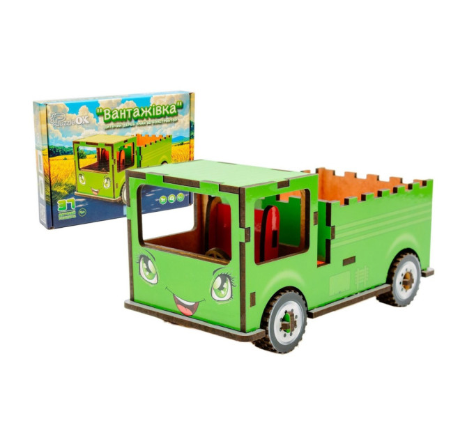 Детский деревянный 3D конструктор "Грузовик" Puz-00929, 37 деталей