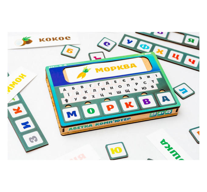 Деревянная игрушка-сортер "Азбука компьютер" Puz-73913, 32 карточки
