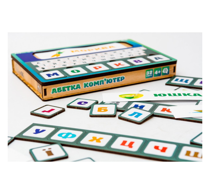 Деревянная игрушка-сортер "Азбука компьютер" Puz-73913, 32 карточки