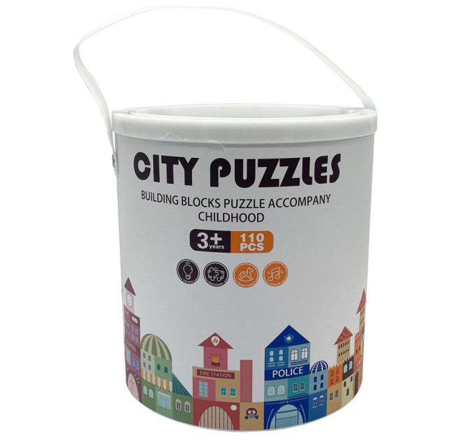 Детский деревянный конструктор "City Puzzles" C15058, 110 деталей
