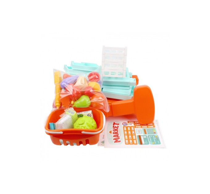 Ігровий дитячий набір "Маркет" 0730TXK прилавок з полицями, кошик, різні продукти