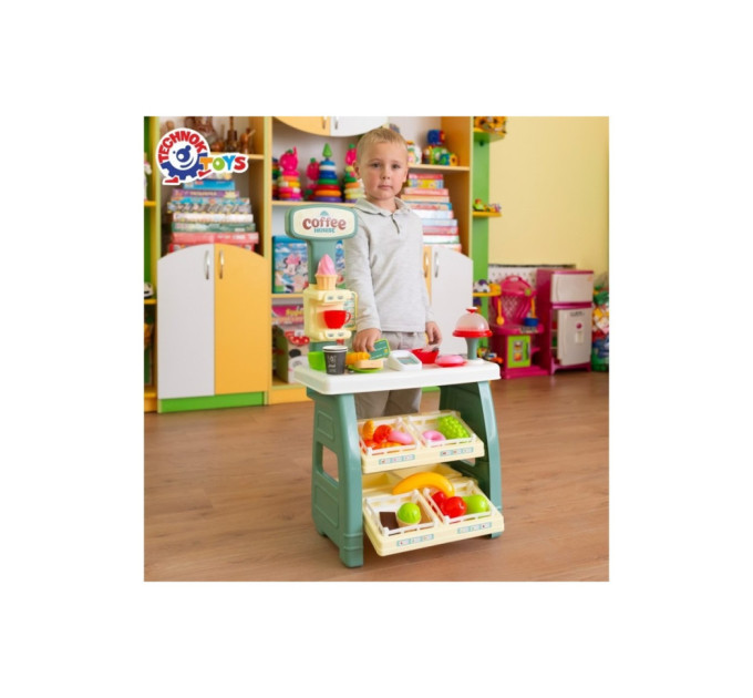 Игровой детский набор "Кофейня" 9765TXK прилавок с полками, игрушечные сладости