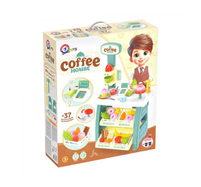 Игровой детский набор "Кофейня" 9765TXK прилавок с полками, игрушечные сладости
