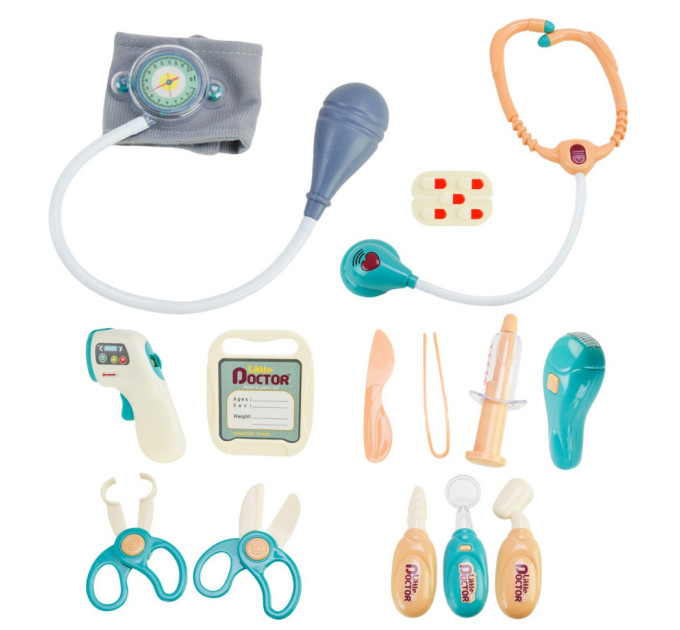 Детский врачебный набор 660-89 стойка, тонометр, градусник, 26 деталей