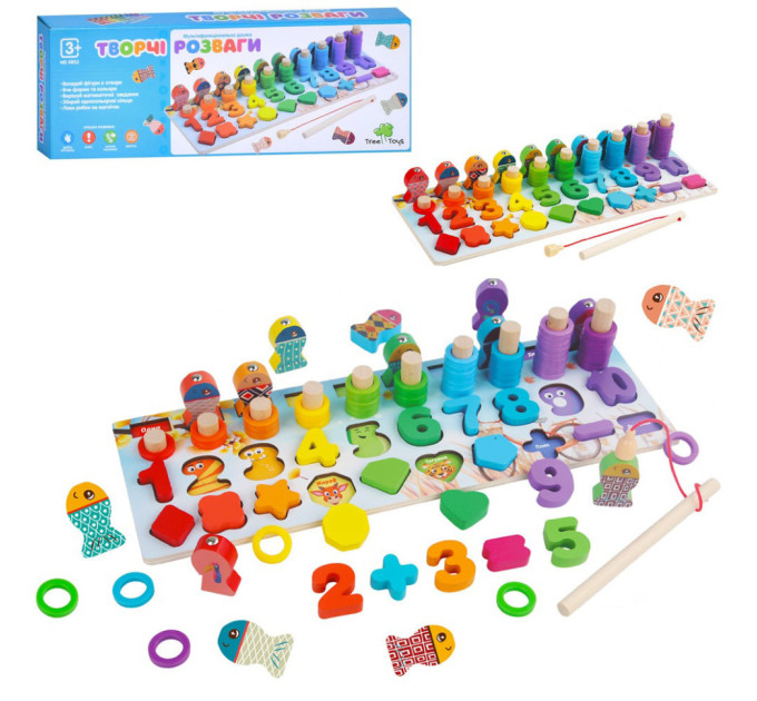 Деревянная игрушка Многофункциональная доска MD 0852 фигуры, рыбалка