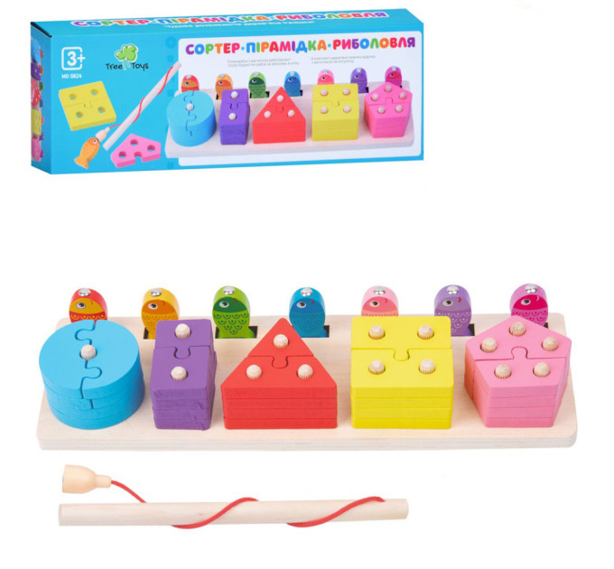 Деревянная игрушка Геометрика MD 0824 фигуры, рыбалка