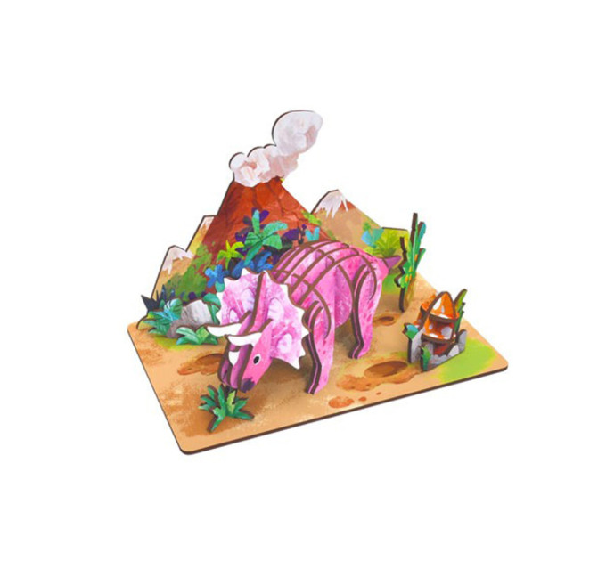 Деревянный пазл 3D "Triceratops" 68046W 34 детали