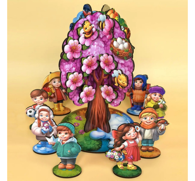 Детская настольная игра "Времена года абрикоса" (ПСД295) PSD295 деревянная