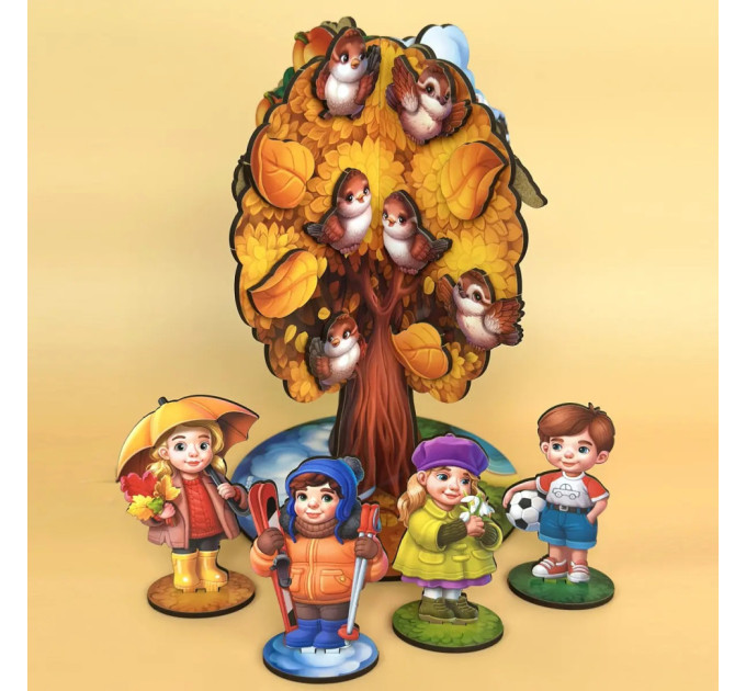 Детская настольная игра "Времена года абрикоса" (ПСД295) PSD295 деревянная