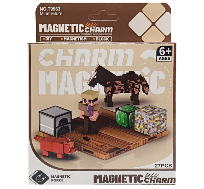 Дитячий магнітний конструктор Minecraft 9963, 27 деталей