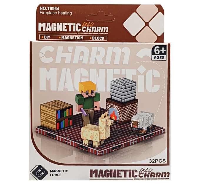 Детский магнитный конструктор Minecraft 9964, 32 детали
