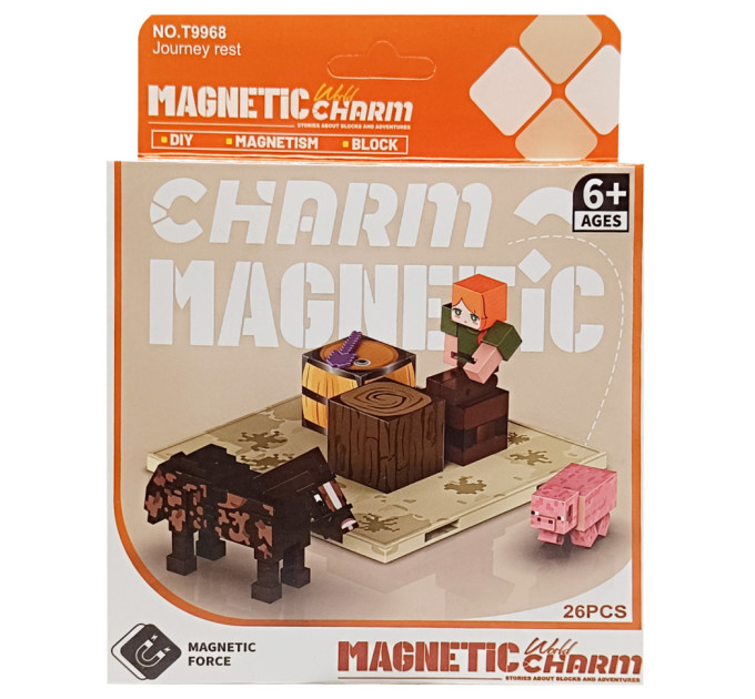 Детский магнитный конструктор Minecraft 9968, 26 деталей