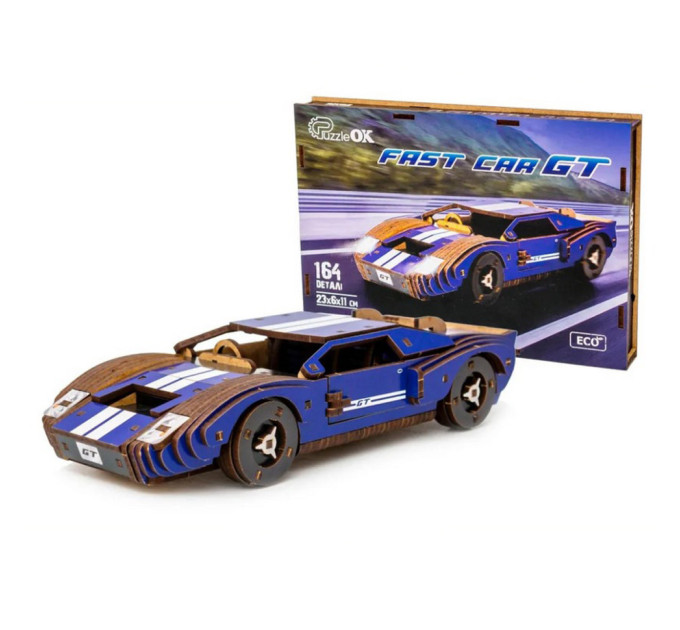 Дерев'яний 3D конструктор Fast car Gt Puz-26915, 164 деталей
