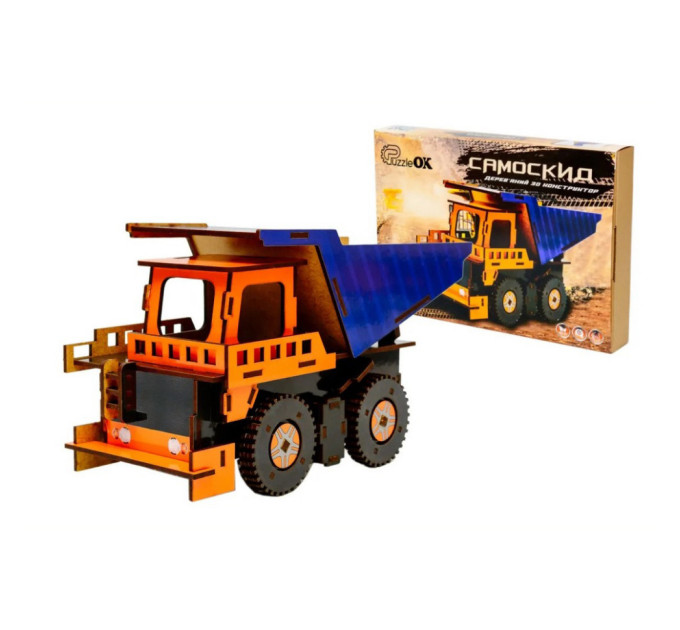 Деревянный 3D конструктор Самосвал Puz-00920, 96 деталей