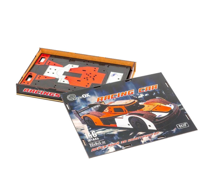 Дерев'яний 3D конструктор Racing Car Puz-01037, 146 деталей