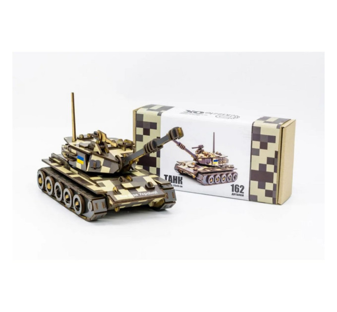 Деревянный 3D конструктор Танк 162-0074, 162 детали