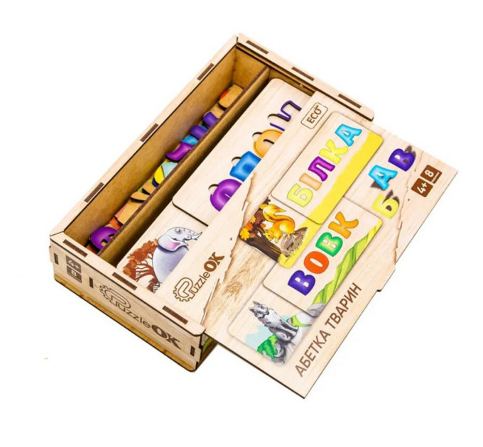 Развивающая деревянная игрушка-пазл Азбука животных Puz-91768