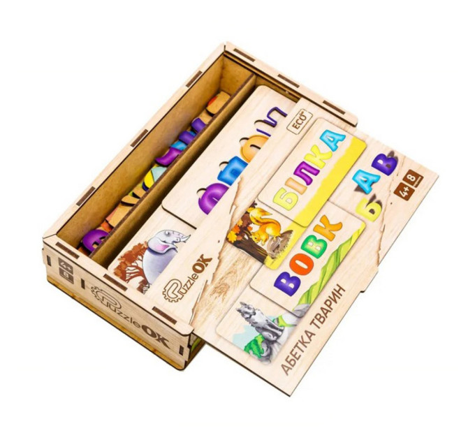 Развивающая деревянная игрушка-пазл Азбука животных Puz-91768