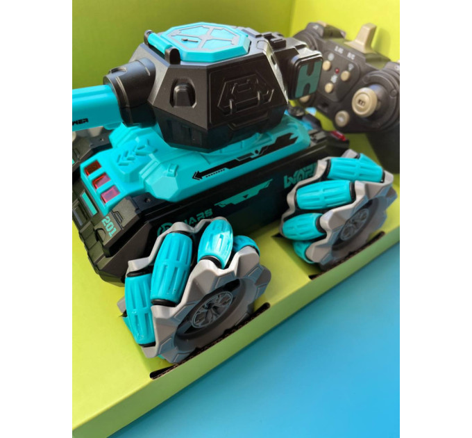 Танк на радиоуправлении KT907A(Turquoise) стреляет гелем, звук, свет