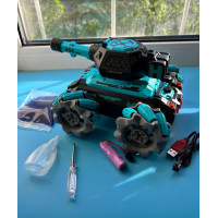 Танк на радиоуправлении KT907A(Turquoise) стреляет гелем, звук, свет