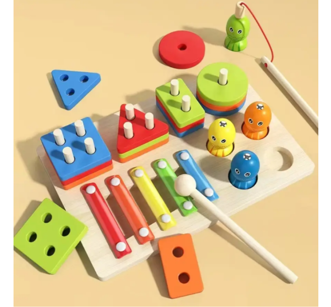 Детская деревянная игрушка "Рыбалка-Ксилофон" C15006 магнитная