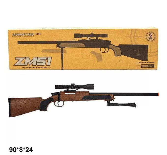 Детская игрушечная снайперская винтовка CYMA ZM51W с прицелом и лазером