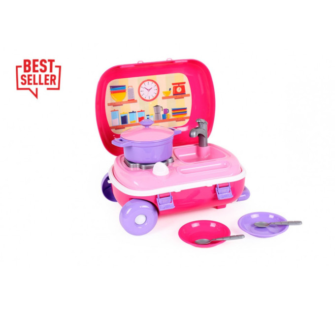 Игрушечная кухня с набором посуды 6061TXK в чемодане