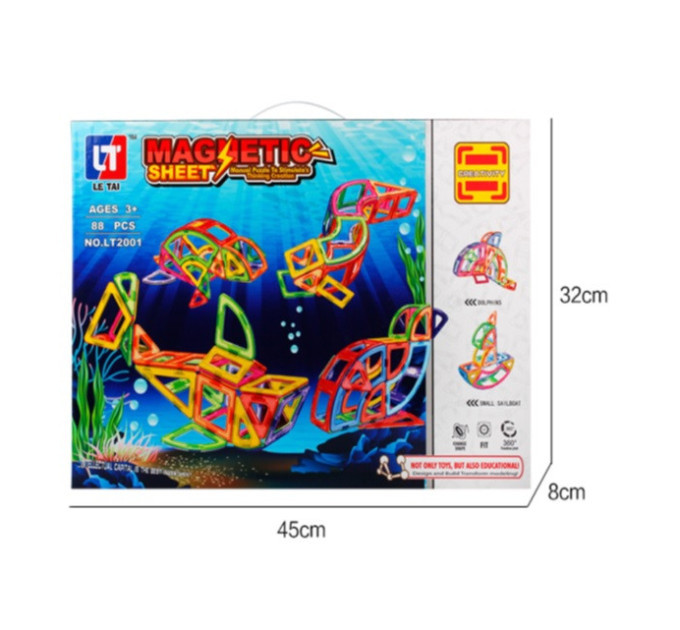 Детский конструктор магнитный LT2001, 88 деталей