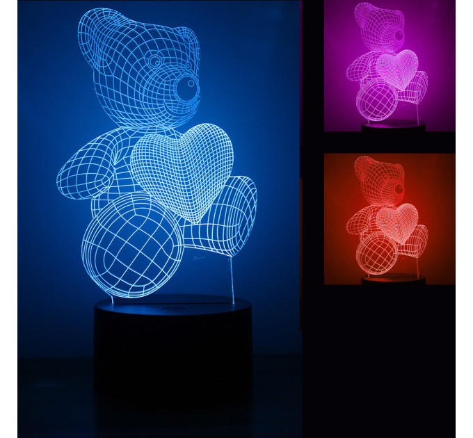 3D Светильник Мишка 15959-2-3