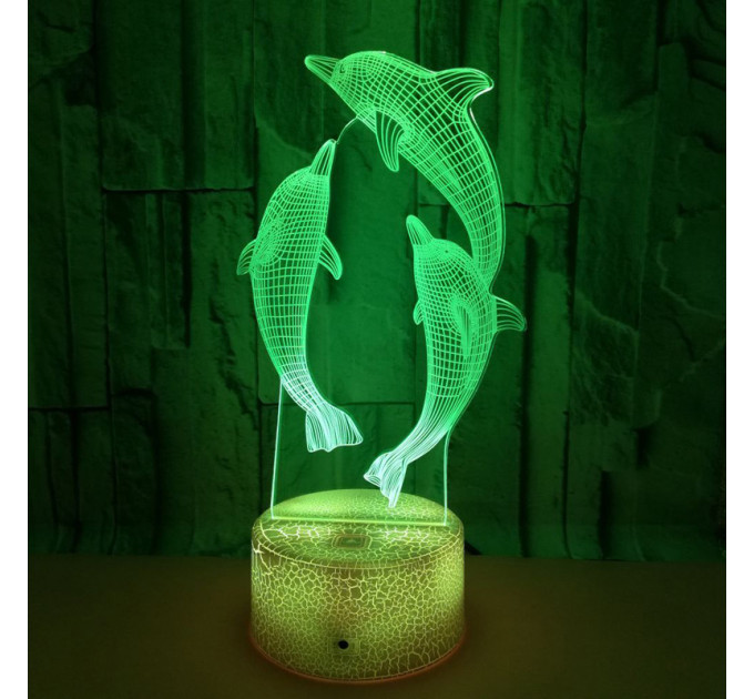 3D Світильник сенсорний Дельфіни 15952-3-18